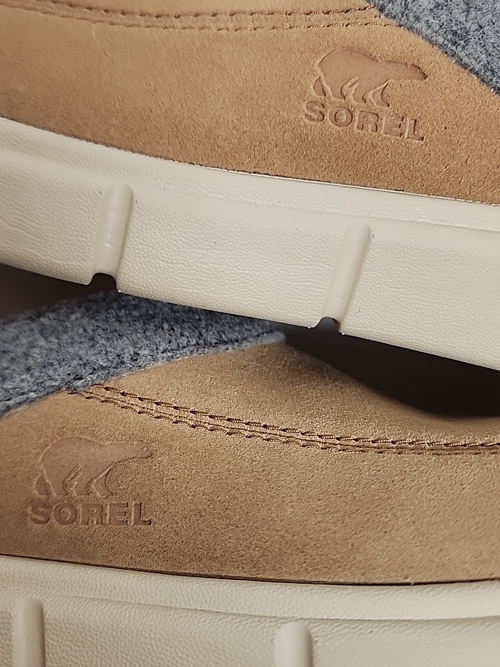 Sorel Men's Tan Suede Slip-On Loafers with Gray Collar Size10 Comfortable & cozy - Picture 7 of 8